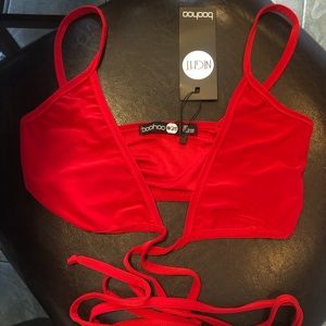 Triangle tie bralet- RED